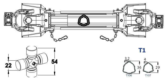 KARDAN 22X54 L-1350 SK