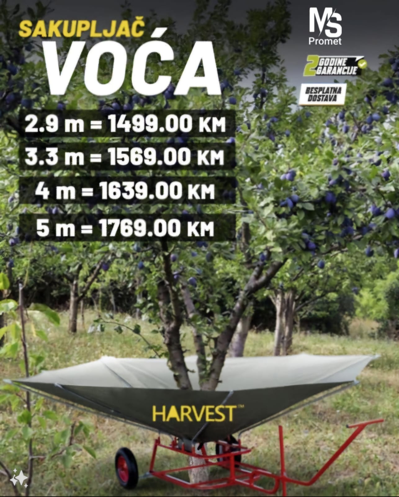 SAKUPLJAC VOCA 2.9m 3.3m 4m 5m