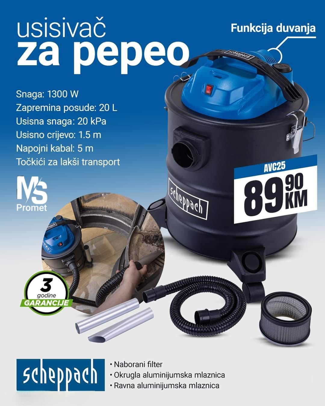 Scheppach AVC25 Usisivac za Pepeo